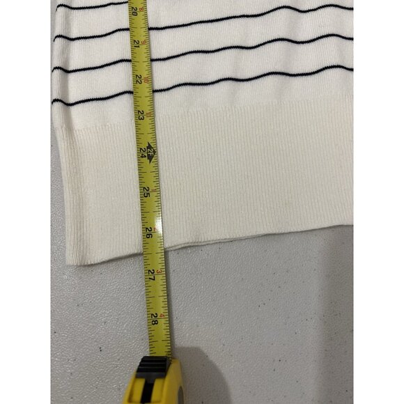 White House Black Market V Neck Striped Navy And White Nautical Sweater Blouse M - Picture 11 of 11